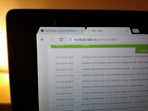 Rögzíti a rendszer a Bubi használatainkat