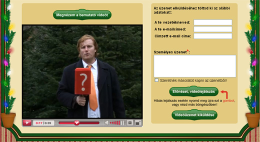 Kattintson a képre a saját videoüzenet küldéséhez! Karácsonyi videoüzenet