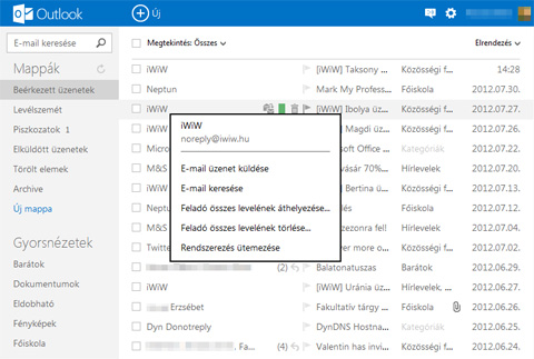 Outlook új felülete