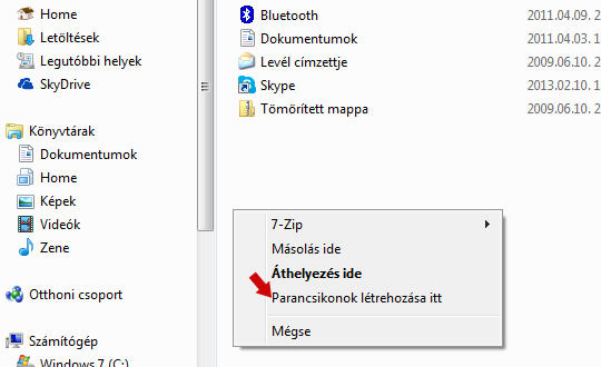 Google Drive helyi menü