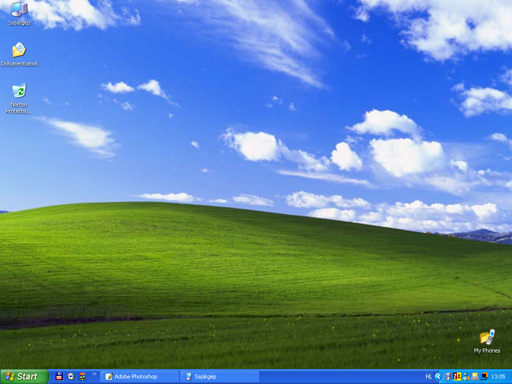 A Windows XP felülete a jellegzetes lankás háttérrel Windows XP