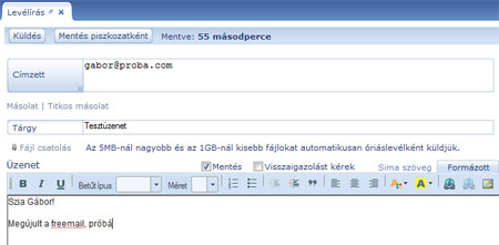 Levélírás az új [freemail]-ben